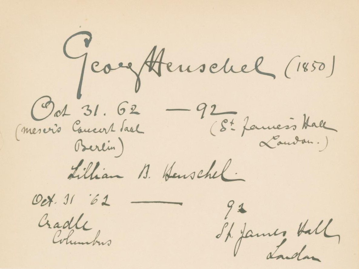 Henschel, Sir George - Signatures: